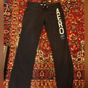 Y2k vintage Aeropostale Black Joggers with White and Blue Details